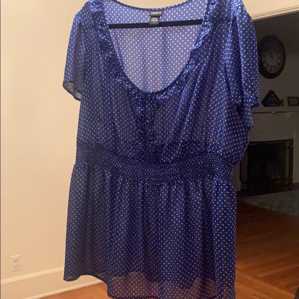 Torrid polka dot sheer top